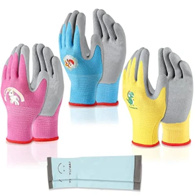 Afbeelding van SLARMOR tuinhandschoenen voor kinderen van 2 tot 10 jaar, kinderen, beschermende handschoenen latex, werkhandschoenen knutselen, handgemaakt, schilderen,