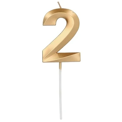 Afbeelding van Folat Kaars cijfer 2 glamour goud metallic 7 cm