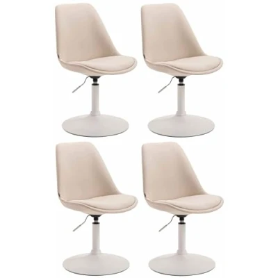 Afbeelding van CLP Maverick Set van 4 Eetkamerstoelen Stof creme wit