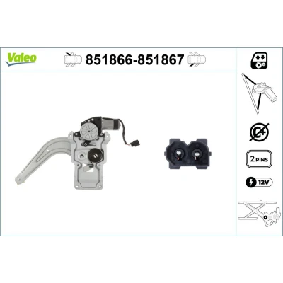 Afbeelding van Valeo Raammechanisme Links achter Electrisch Met elektromotor Zonder comfortfuncties 851866 BMW: 3 Saloon