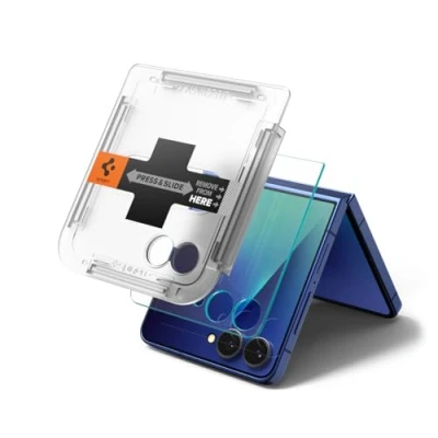 Afbeelding van Spigen Glas.tR EZ Fit gehard glas voor Samsung Galaxy Z Flip7, 2 stuks, inclusief installatieset, hardheid 9H, krasbestendig