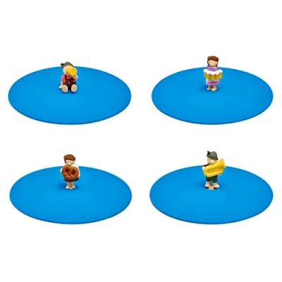 Image de Lurch 210300 Lot de 4 couvercles en verre avec personnages amusants