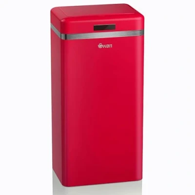 Afbeelding van Swan Retro afvalemmer met automatische openingssensor, metaal, inhoud 45 liter, vintage design, rood