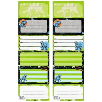 Afbeelding van Dinosaurus Notitieboek Stickers, Schoolboek Naam Zelfklevende STICKERS SET VAN 12