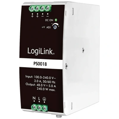 Afbeelding van LogiLink PS0018 DIN rail netvoeding 48 V 5 A 240 W Inhoud: 1 stuk(s)