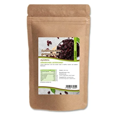 Afbeelding van Mynatura Gedroogde kersen, zonder steen niet zoet droogvruchten additieven bakken kersen lekkernij muesli veganistisch zak (1 x 1000 g)