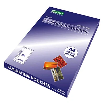Image de D.RECT Feuilles pour Plastifieuse A4 80mic Épaisseur 2x80 (160) Papier Laminating Pouches Feuille a Laminer Transparent Film Plastifié Brillant, 100