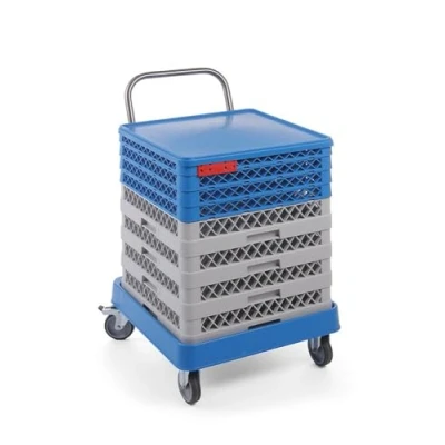Afbeelding van Hendi Trolley voor vaatwaskorven met handvat, Polypropyleen, Blauw, 54,5(b)x57,5(d)x92(h)cm, 877197