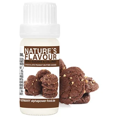 Image de ALPHAPOWER FOOD Arôme alimentaire naturel biscuit au chocolat et beurre d&#039;arachide I liquide gouttes aromatisantes édulcorant sans sucre, 1x10ml goût délicieux, vegan Flavour Drops,