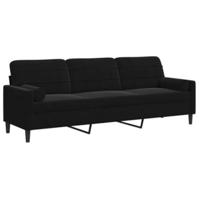 Afbeelding van vidaXL 3 zitsbank met sierkussens 210 cm fluweel zwart