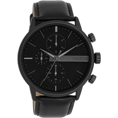 Afbeelding van Oozoo Timepieces C11220_C11229_Parent herenhorloge, analoog en elegant rond horloge, inclusief, zwart/donkergrijs, Riemen