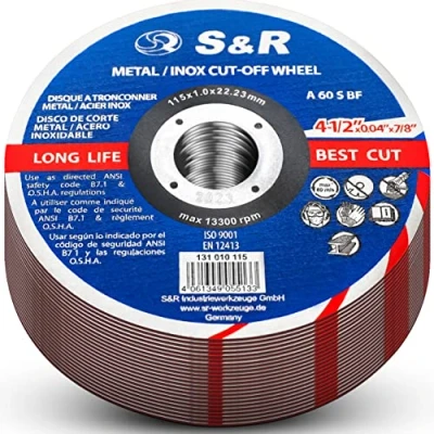 Afbeelding van S&amp;R 25 schijven 115 x 1 mm slijpschijf ijzer, metaal, roestvrij staal voor haakse slijper. Gemaakt in Oekraïne