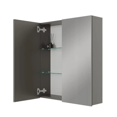 Afbeelding van Planetmöbel ARIA Badkamerkast met spiegel, breedte 60 cm, antraciet, zonder lamp en stopcontact, spiegelkast, gastenkast, x 70 16 cm