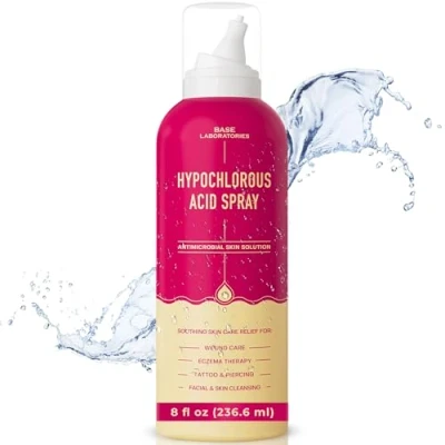 Image de BASE LABORATORIES Hypochlorous Acid Spray Guérison de la peau des plaies Solution pulvérisation pour le soin plaies, l&#039;eczéma, du tatouage et perçage Acide hypochloreux
