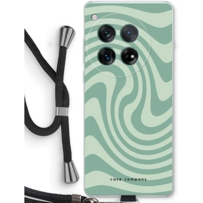 Afbeelding van Case Company® hoesje met Koord geschikt voor OnePlus 12r Swirl Groen Telefoonhoesje Zwart Bescherming aan alle Kanten en Over de Schermrand