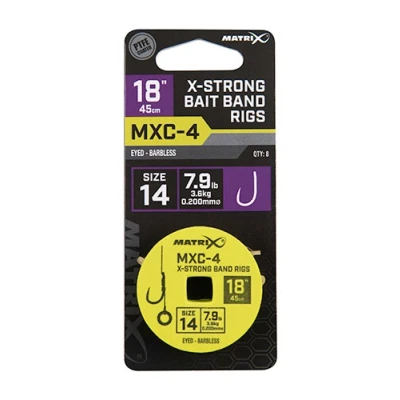 Image de Matrix Onderlijn MXC 4 X Strong Bait Band Rigs 18 (45cm) Eyed Barbless Taille : crochet 14
