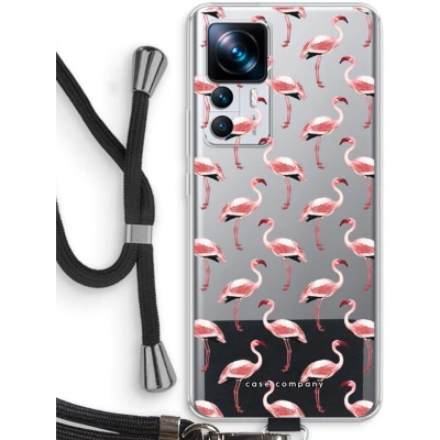 Afbeelding van Case Company® hoesje met Koord geschikt voor Xiaomi 12T Flamingo Telefoonhoesje Zwart Bescherming aan alle Kanten en Over de Schermrand