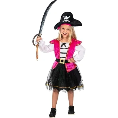 Afbeelding van FUNIDELIA Roze Piraten kostuum voor meisjes Maat: 97 104 cm
