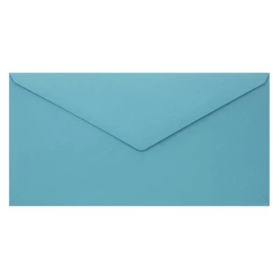 Afbeelding van Netuno 100 blauwe lange gerecyclede enveloppen DL 110 x 220 mm 140 g Woodstock Azzurro puntige flap vintage eco kleurrijke voor bruiloft verjaardag Kerstmis uitnodigingen