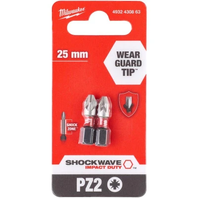Afbeelding van Milwaukee Shockwave schroefbit lang 25mm PZ2 (2st)