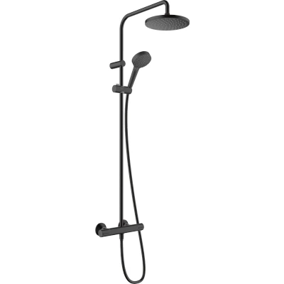 Afbeelding van Hansgrohe Vernis Blend showerpipe met thermostaat ecosmart mat zwart