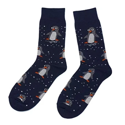 Afbeelding van Weri Spezials Vrolijk kerstfeest herensokken met grappige kerstmotieven! In verschillende patronen en kleurvariaties!, Mariene pinguïns