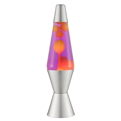 Afbeelding van LAVA® Lampada Lava 2125, cera gialla, liquido viola, basis en cappuccio argento, originele lamp van 14,5 cm