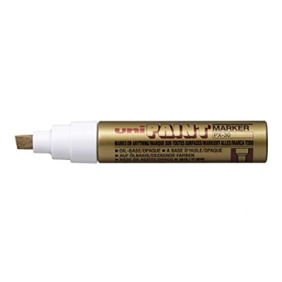Afbeelding van UNI Paint PX 30 Gouden Marker 4 8,5 mm Beitelpunt Verfstift Op Oliebasis, Geschikt Voor Vele Ondergronden Zoals; Glas, Papier, Ceramiek, Plastic of Metaal