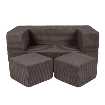 Afbeelding van Kindersofa van zacht velours Bruin