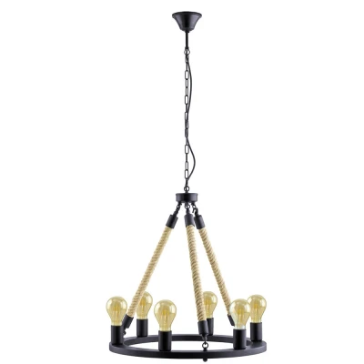Afbeelding van EGLO Vintage Findlay Hanglamp 6 Lichts Zwart