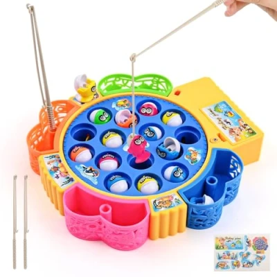 Afbeelding van Euakee Elektrische visspellen, speelgoed voor kinderen van 2 tot 4 jaar, visspellen met 15 vissen, hengels kinderen, Montessori muziekspellen, educatief spel, cadeau jongens en meisjes, 3