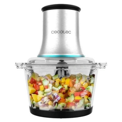 Afbeelding van Cecotec ChopBeat 2000 Vindaloo Glass Elektrische Voedselvleesmolen. 500 W vermogen, schoppen, plakjes en kort, 4 bladig lemmet van roestvrij staal, 2 snelheden, glazen kom g