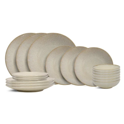 Afbeelding van Studio Tavola Serviesset Lines Ocean Beige 18 delig / 6 personen