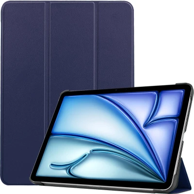 Afbeelding van Case2go Tablet hoes geschikt voor Apple iPad Air 13 (2024) Tri fold Auto/Wake functie Donker Blauw