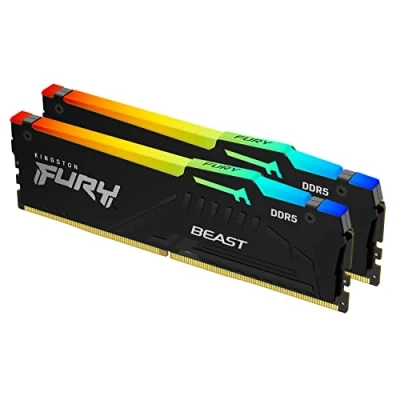 Afbeelding van Kingston FURY Beast RGB Werkgeheugenset voor PC DDR5 32 GB 2 x 16 Non ECC 5600 MHz 288 pins DIMM CL36 KF556C36BBEAK2