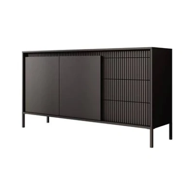 Afbeelding van Meubella Dressoir Saran Mat zwart 153 cm