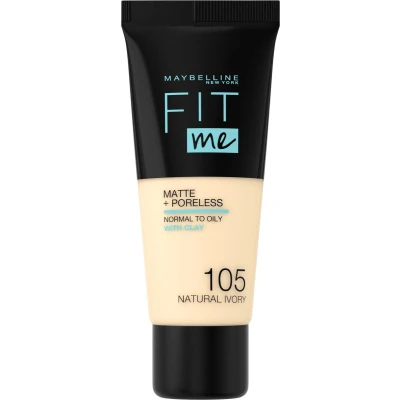 Afbeelding van 1+1 gratis: Maybelline Fit Me Matte + Poreless Foundation 105 Natural Ivory
