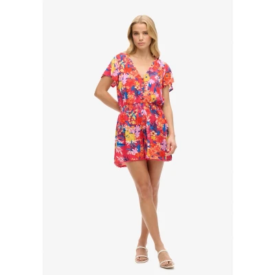 Afbeelding van Superdry Short Sleeve Playsuit Strandaccessoire, Dames, Maat: 40, Pink anenome