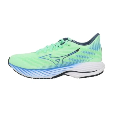 Afbeelding van Mizuno WAVE Rider 28 Hardloopschoenen voor op de weg, Heren, Maat: 44.5, Neo mint/frontier blue/vintage indigo Textiel/ synthetisch
