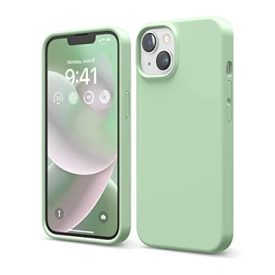 Afbeelding van elago Hoesjes van vloeibare siliconen compatibel met iPhone 14 Pro (6,1 inch) beschermhoes gemaakt premium volledige bescherming, schokbestendig, 3 structuren, zachte microvezel voorkomt krassen (zwart)