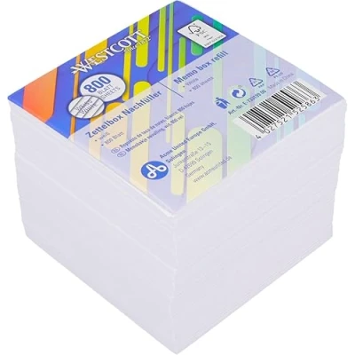 Afbeelding van Westcott E 733182 00 wit notitieblok met witte zelfklevende vellen, 9 x cm, FSC gecertificeerd papier, 80 g/m²