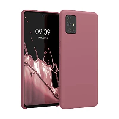 Afbeelding van kwmobile telefoonhoesje geschikt voor Samsung Galaxy A51 Hoesje met siliconen coating Smartphone case in donkerroze