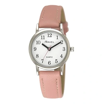 Afbeelding van Ravel Dameshorloge pastelkleur Everyday Silver Tone kwarts analoog R0137, Roze, Riem