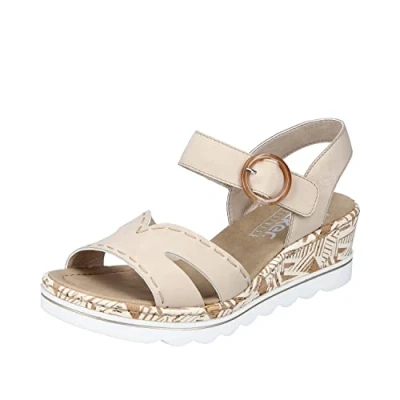 Afbeelding van Rieker Sandalen met sleehak, Dames, Maat: 38, Perle Kunststof