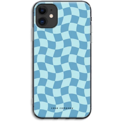 Afbeelding van Case Company® hoesje geschikt voor iPhone 11 Grid Blauw Soft Cover Telefoonhoesje Bescherming aan alle Kanten en Schermrand