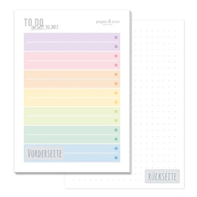 Afbeelding van paper&amp;you® notitieblok, DIN A6, regenboog, met 50 afneembare vellen, dagplanner, organizer van Häfft paper&amp;you, klimaatvriendelijk en duurzaam