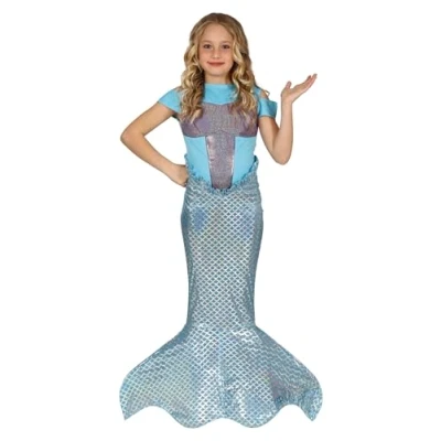 Afbeelding van Guirca Zeemeermin Kostuum Dolfina Prinses Van De Zee Meisje Blauw 10 12 jaar Carnavalskleding Verkleedkleding