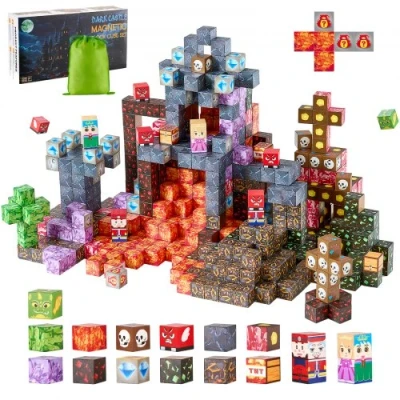 Image de VEVOR Blocs de Construction Magnétiques Enfant 100 PCS Château Sombre à Empiler