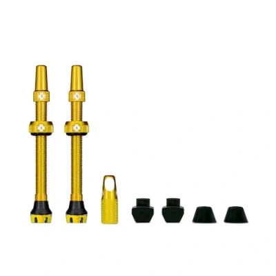 Image de Muc Off Valves Presta Tubeless V2 60 mm de Vélo Anti Fuite Qualité Supérieure avec Outil Démonte Obus Valve Intégré Doré