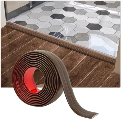 Afbeelding van Art3d Vinyl overgangsband, zelfklevend, scheidingsstrip voor vlakke vloeren, het verbinden van vloerruimtes, tapijtdrempel, tegelvloer, 122 x 4 0,3 cm, bruin